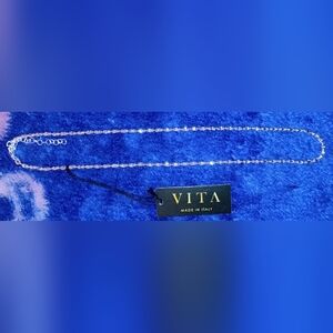NWT STERLING SILVER DIAMOND-CUT BEADED NECKLACE BY VITA CRAFTED IN ITALY.